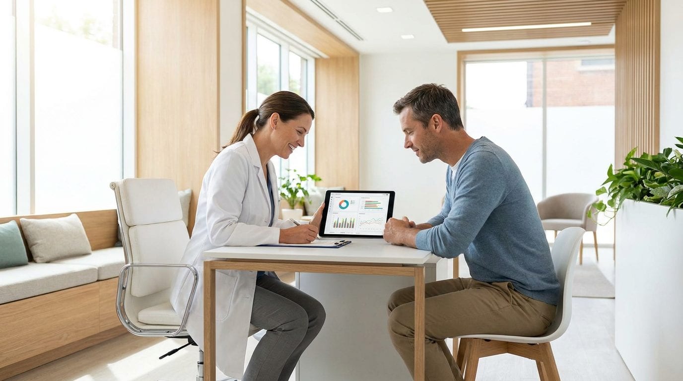 Arzt und Patient besprechen die Befunde des Gesundheits-Check-ups